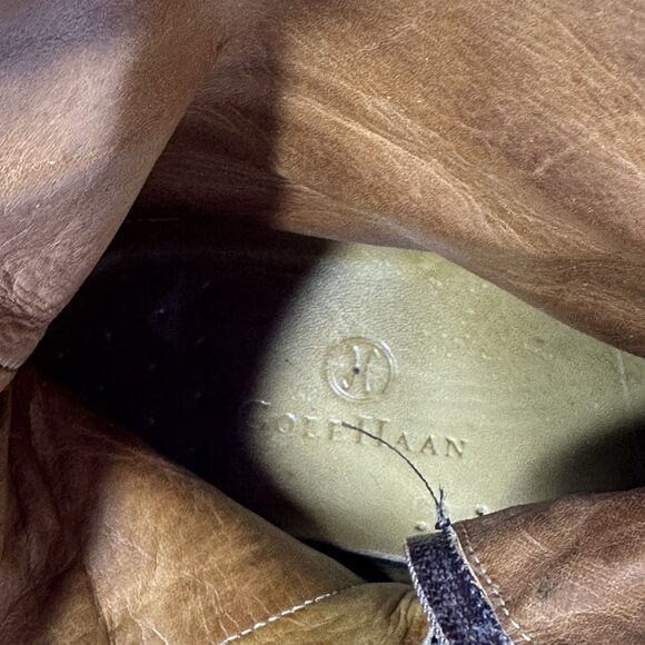 Cole Haan Brown Boots REPAIR OR UPCYCLING Good Leather Dryrot Soles Sz 6.5 Craft - Picture 11 of 13